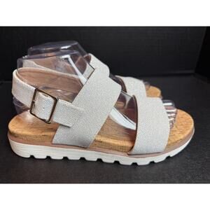 Corkys Boutique Silver Glitter Sandals Size 8 Fresh Cork EUC